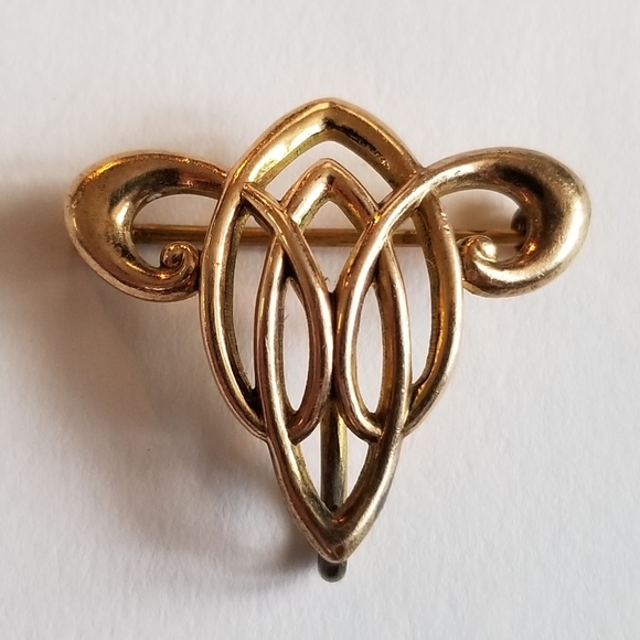 Vintage Jewelry - Relisted -vintage watch holder brooch nouveau Edwardian gold tone pin